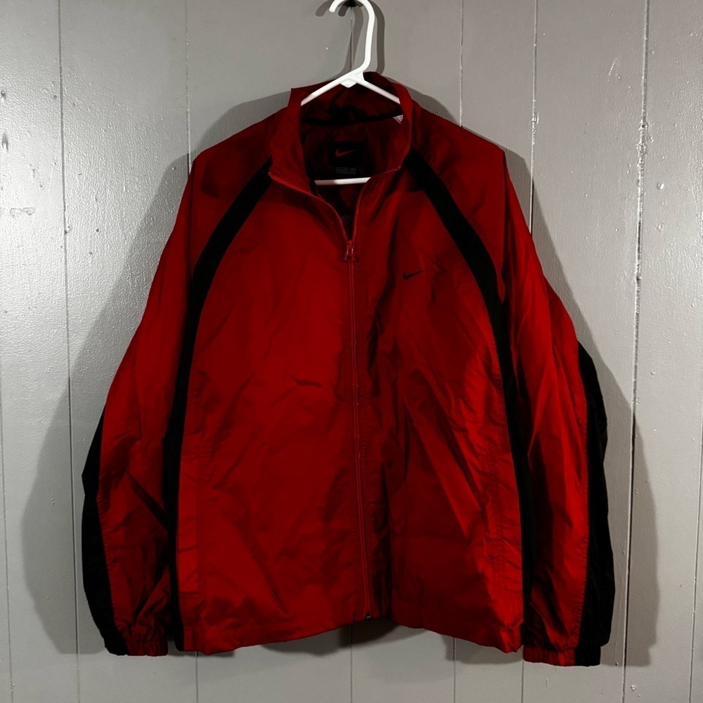 Rare Vtg Nike Track Jacket Full Zip Lightweight Men’s Size Large Red & Black